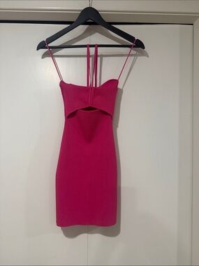 Jonathan Simkhai Hot Pink Ribbed Cutout Mini Dress